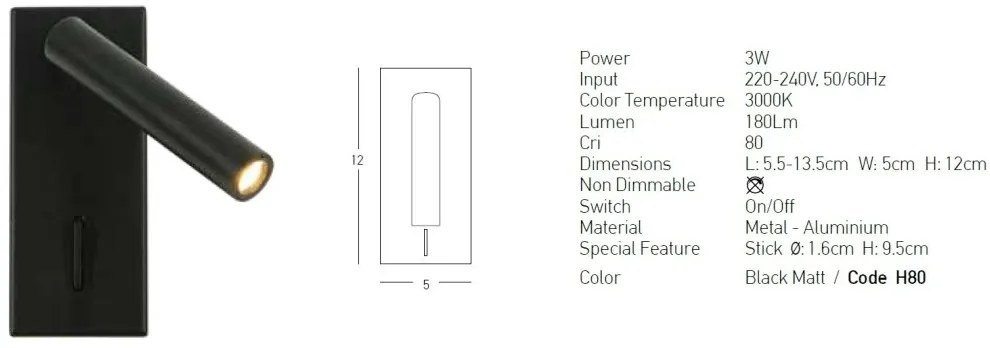 Aplica de perete cu spot LED directionabil Minimal