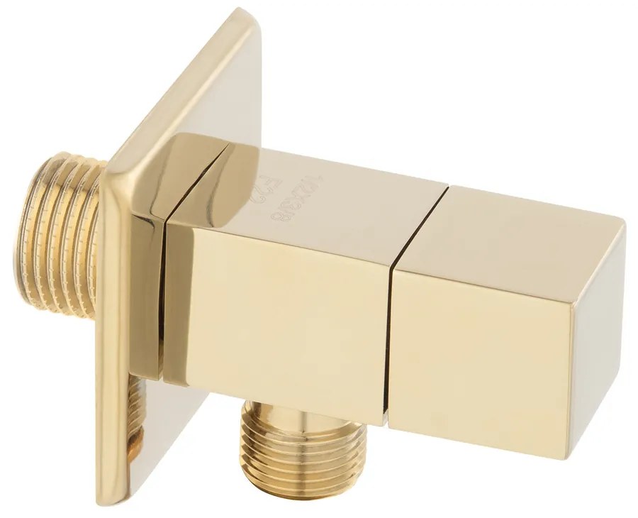 Robinet coltar Ferro 1/2”x1/2” dreptunghiular cu finisaj auriu lucios