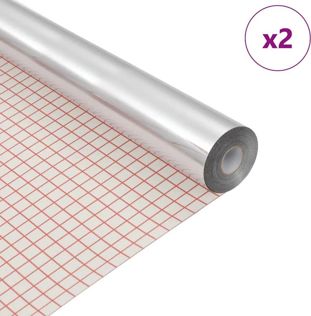 vidaXL Folie de oglindă autocolantă 90 x 100 cm 2 pcs Argintiu PET