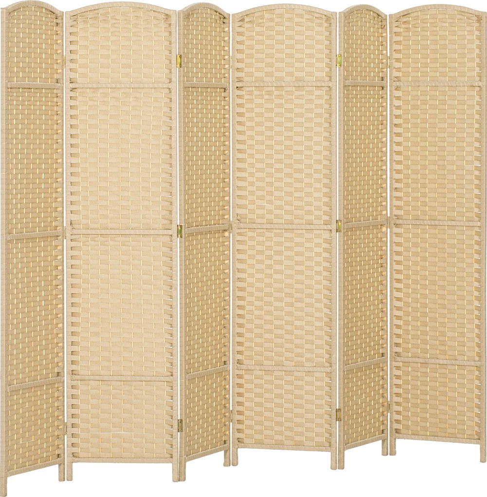 HOMCOM Paravan interior din lemn 6 panouri 240 x 170 cm separator de cameră pliabil pentru living, dormitor, natural | Aosom Romania