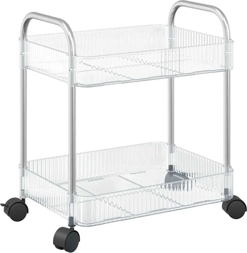 vidaXL Cărucior de depozitare cu 2 niveluri transparent acrilic