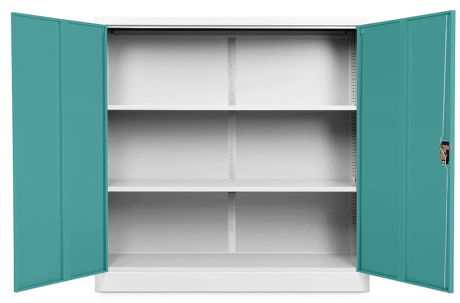 Dulap metalic universal mediu 120 x 40 x 120 cm, încuietoare cilindrică, verde - ral 6033