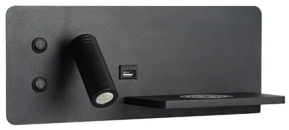 Aplică LED cu raft, USB și funcție de încărcare fără fir Immax 08287L LED/3W/230V + LED/3W