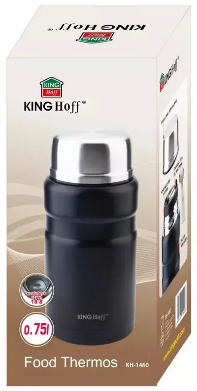 Resigilat: Termos pentru hrana Kinghoff KH 1460, 750 ml, Inox, Incasabil, Negru