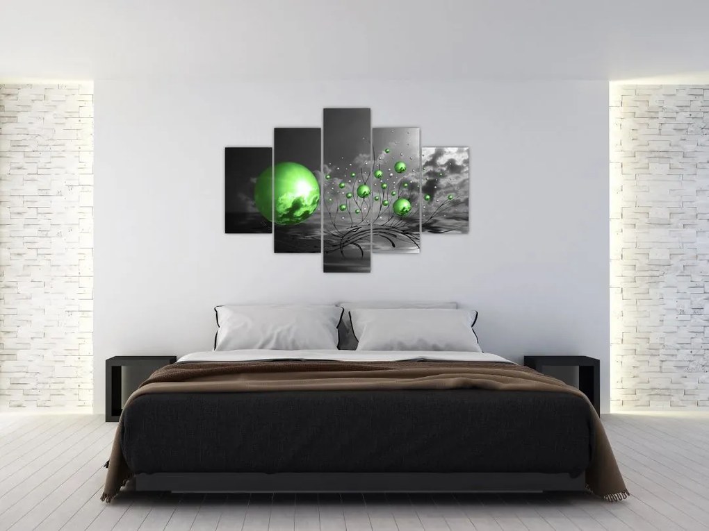 Tabloul bilelor verzi abstracte (150x105 cm)