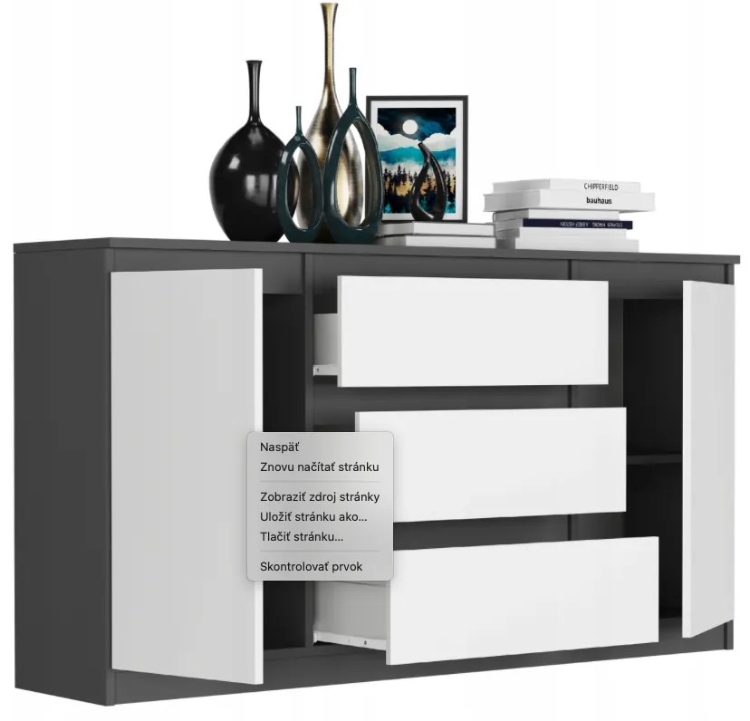 Comoda spațioasă R-140-S3 - diferite variante de culoare antracit