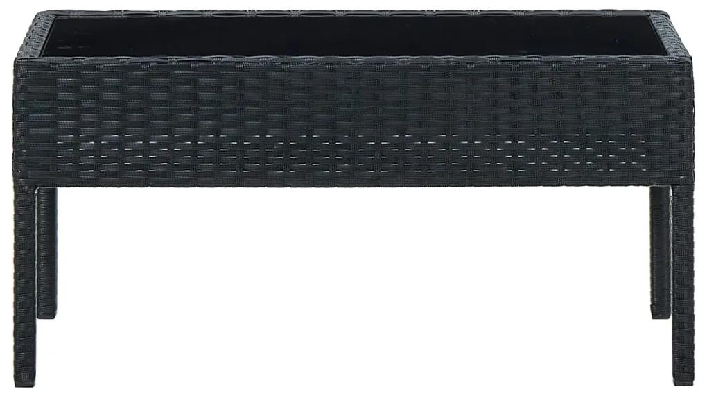 Masa de gradina, negru, 75 x 40 x 37 cm, poliratan 1, Negru