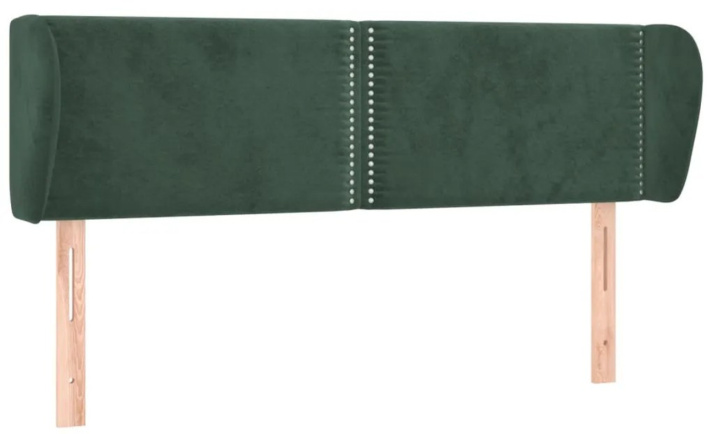 3117055 vidaXL Tăblie de pat cu aripioare verde închis 147x23x78/88 cm catifea