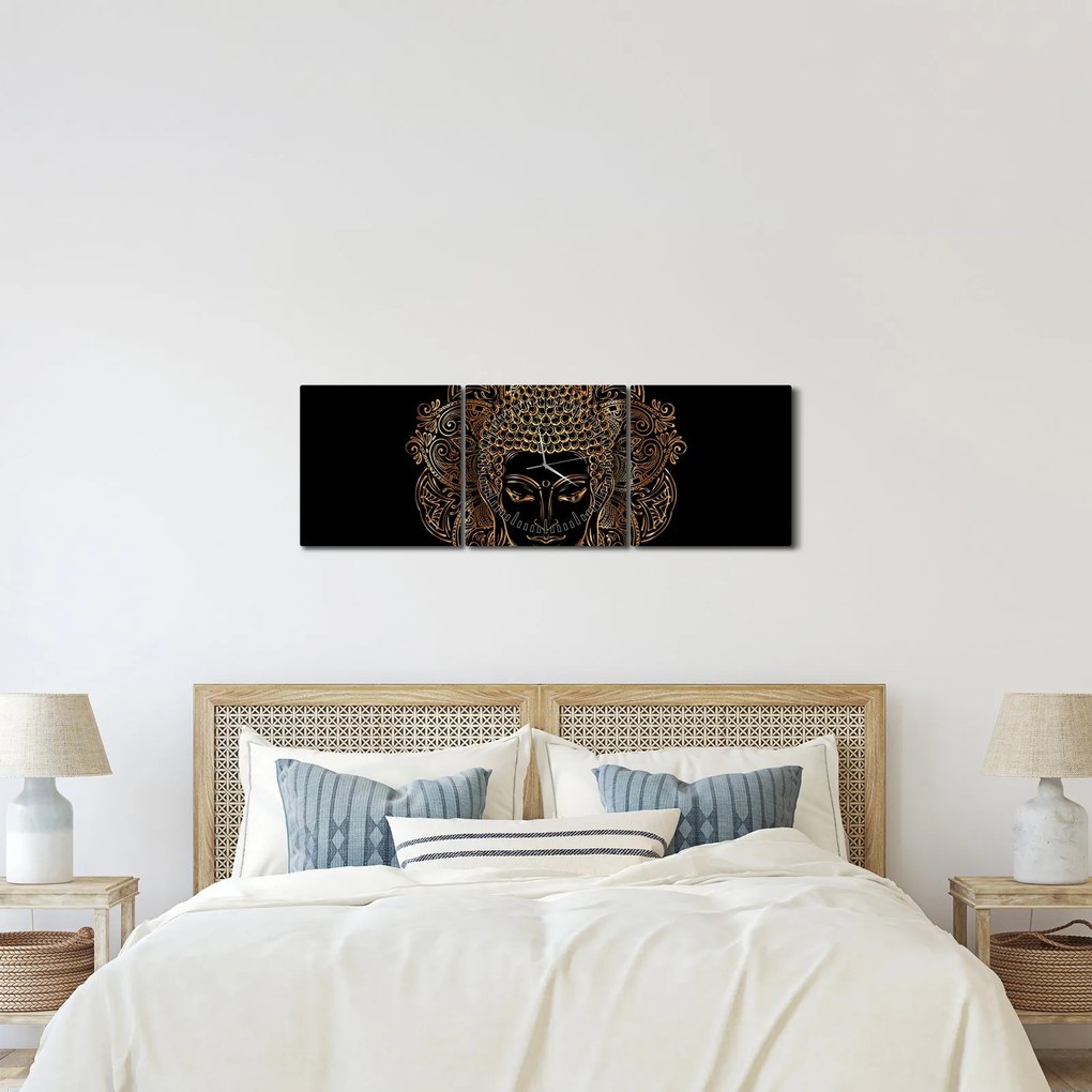 Tablou - Buddha auriu (cu ceas) (90x30 cm)