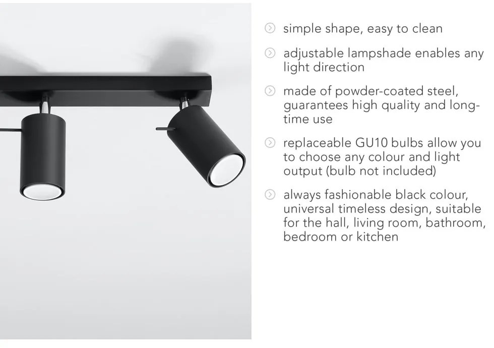 Plafonieră Sollux Etna, negru