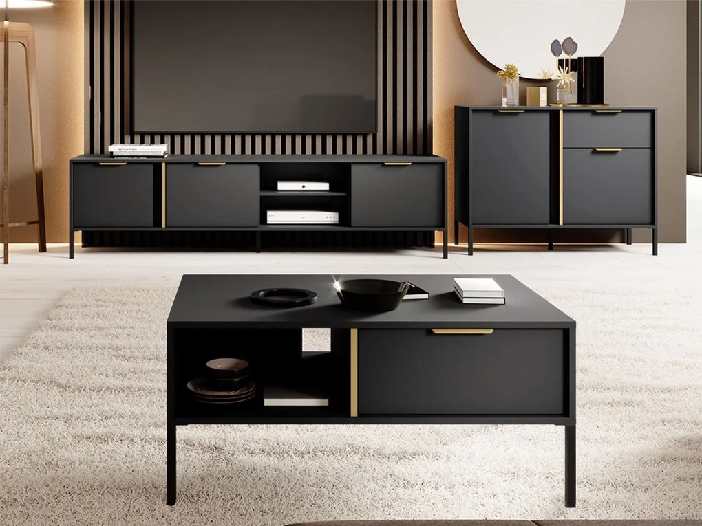 Set mobilier living III Botto (Antracit + Antracit + Auriu). 1070681