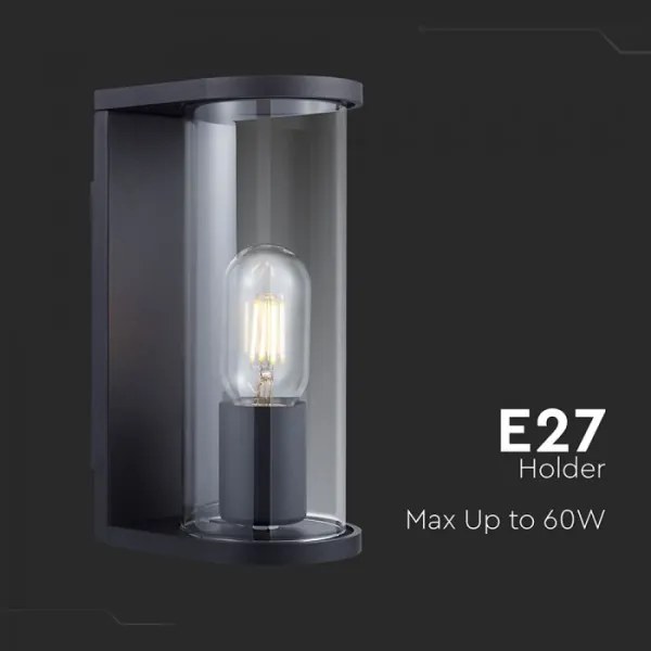 Aplica de perete pentru exterior 1xE27/60W/230V IP44 negru/sticlă fumurie