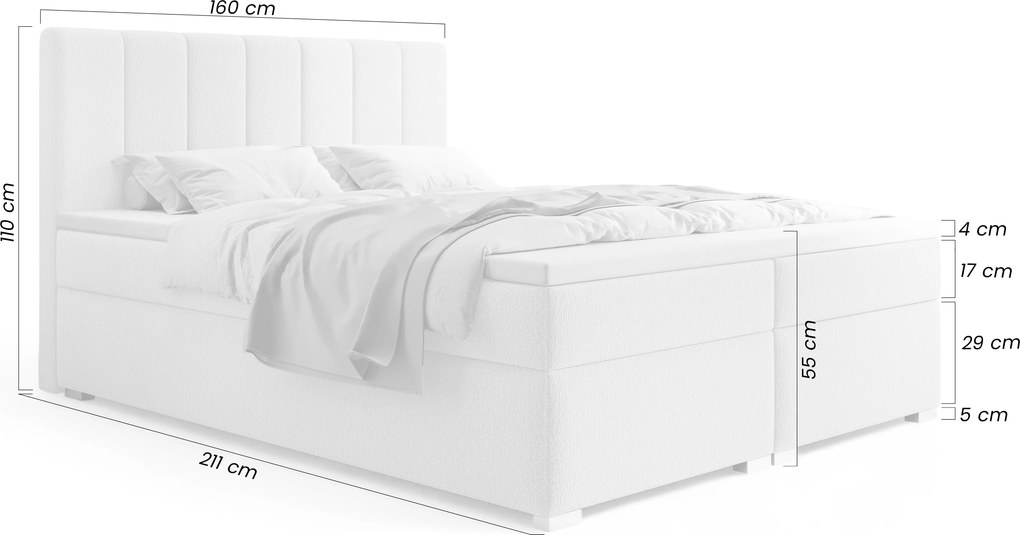 Pat continental cu spațiu de depozitare Mareli 160x200 - bouclé bej Quelle 03