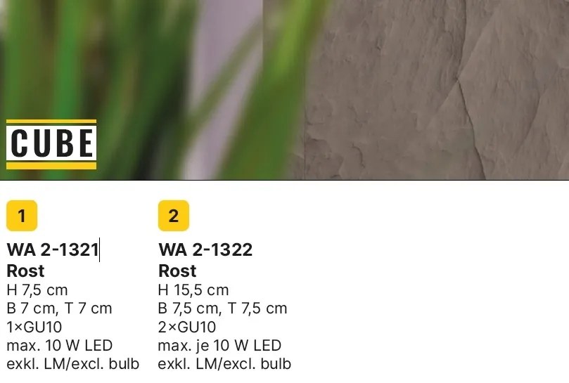 Aplica LED de perete design ambiental Cube 2 antique rustic