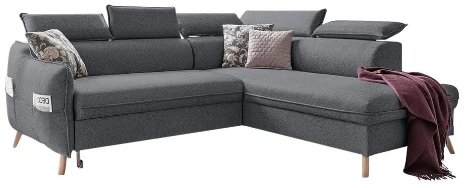 Colțar gri închis extensibil (cu colț pe partea dreaptă) Sweet Harmony – Miuform