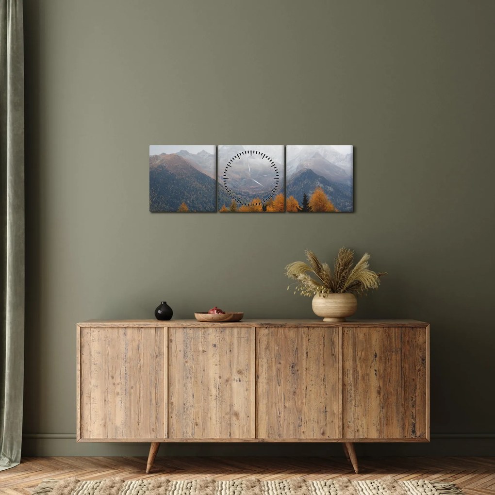 Tablou - Crestele munților (cu ceas) (90x30 cm)