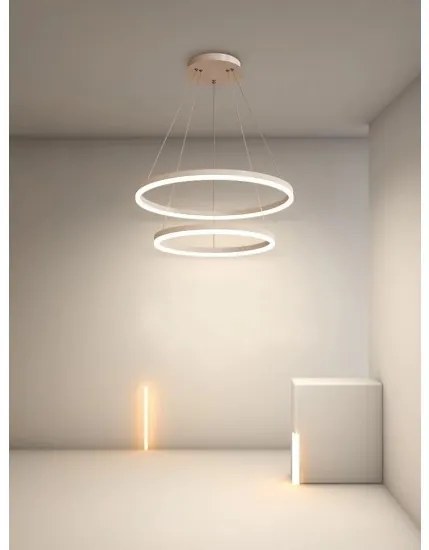 Lustra LED Tip Pendul , Model F310/2, Cu Telecomanda, 3 Tipuri De Lumina, Inaltime Reglabila, 120W, Alb