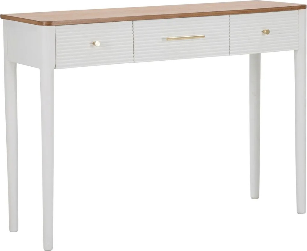 Consola, Matera, Mauro Ferretti, 107 x 37 x 80 cm, lemn frasin/lemn pin/MDF/fier, alb/maro