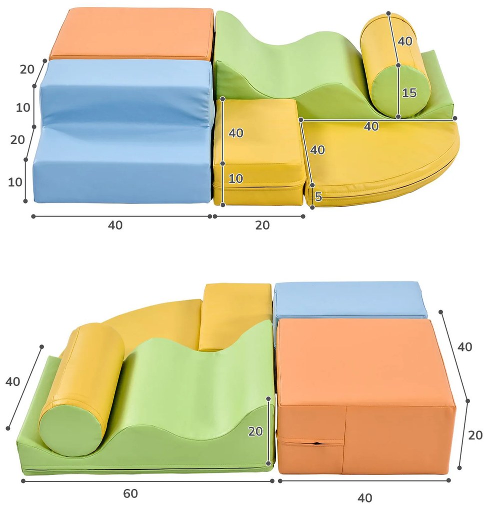 Set de 6 blocuri mari pentru joacă și cățărat, Multicolor | Aosom Romania