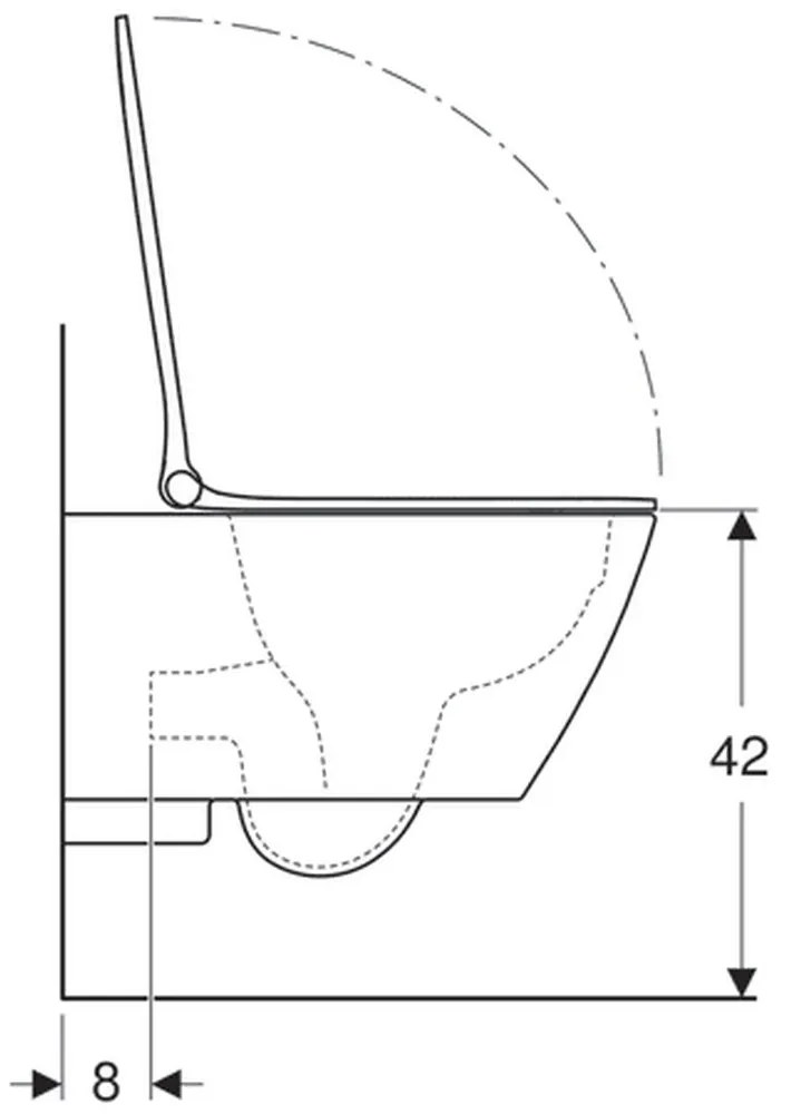 Set vas wc suspendat rimless cu capac soft close Geberit Smyle Square, rezervor incastrat si clapeta alba