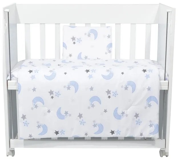 Set lenjerie 4 piese Mini Cot Blue moon white