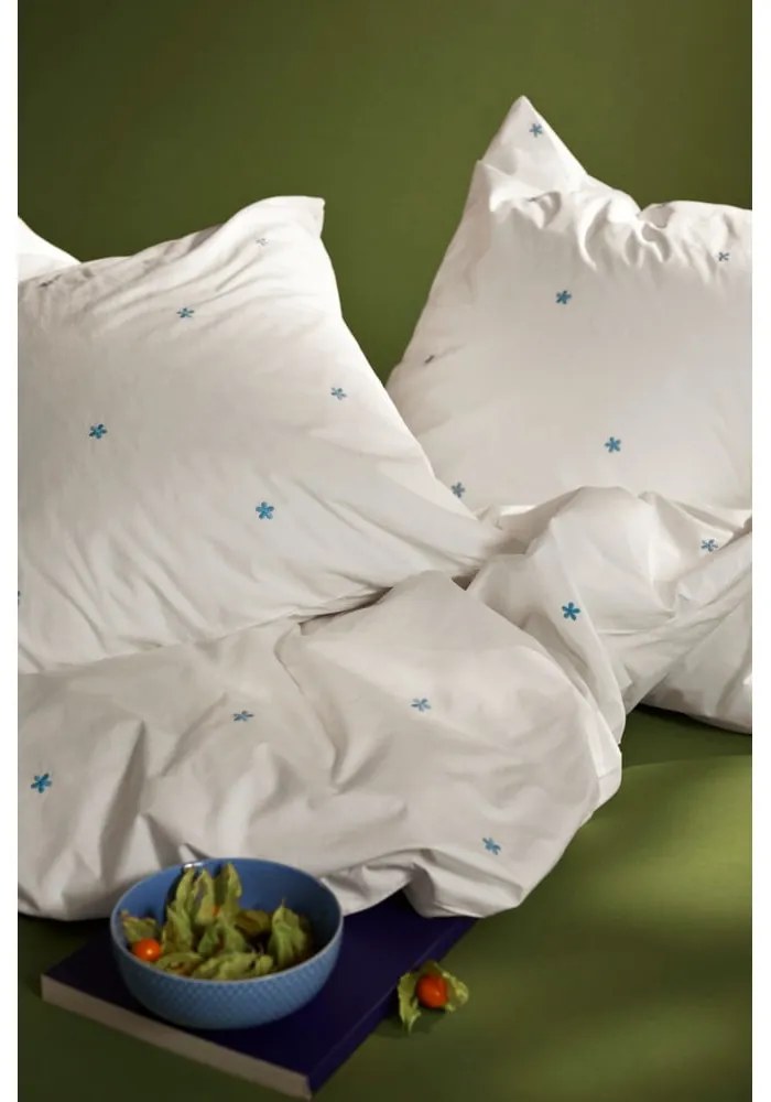 Lenjerie de pat albă din bumbac percal pentru pat de o persoană 140x200 cm Daisy – JUNA