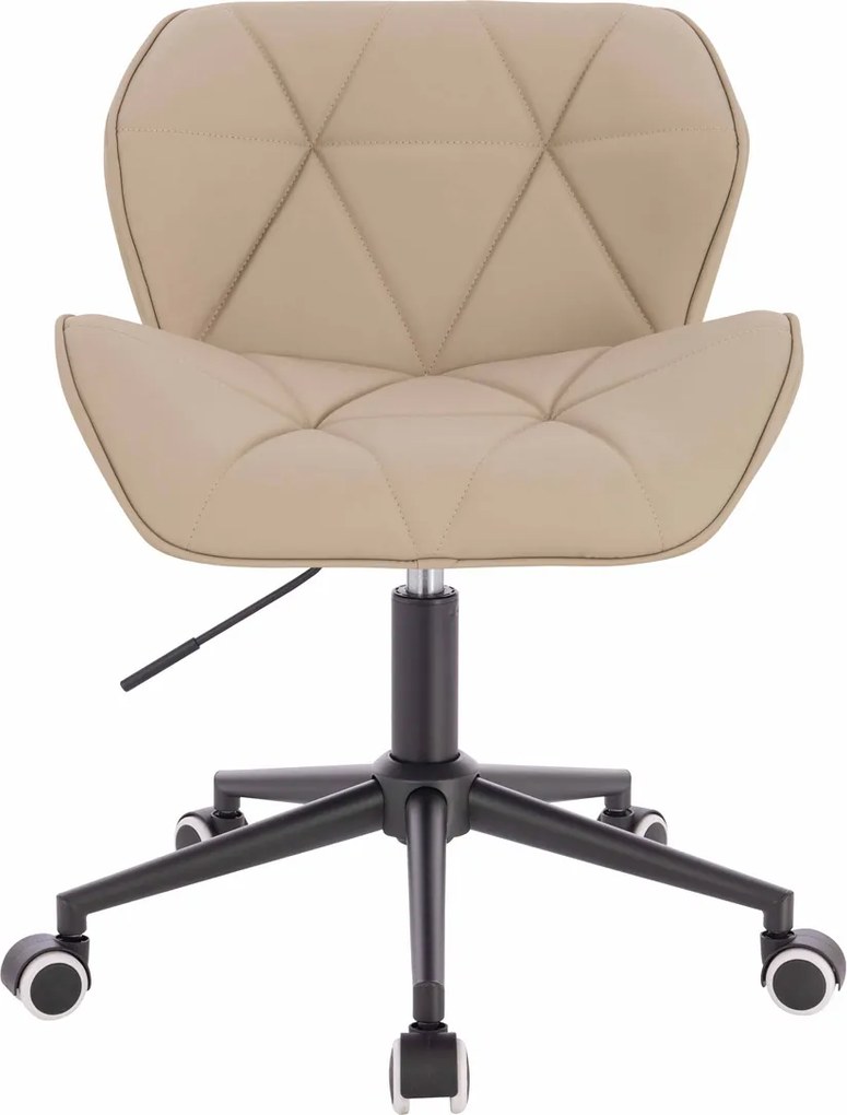 HR111K Scaun Crem Piele Ecologica Premium Soft cu Bază Neagră