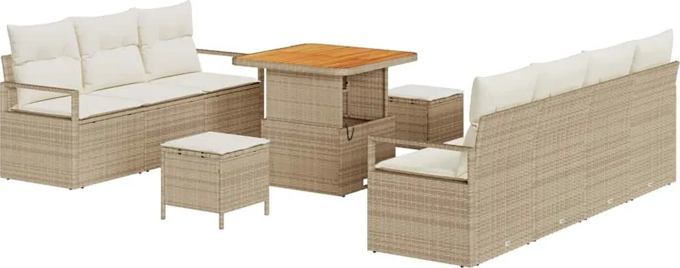 vidaXL Set de canapele pentru grădină cu pernă 10 pcs Bej și crem