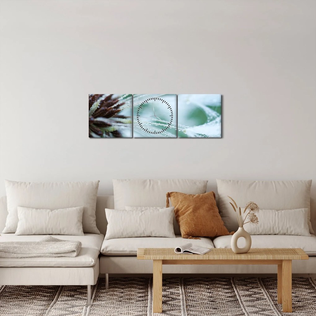 Tablou - Detaliu floare (cu ceas) (90x30 cm)