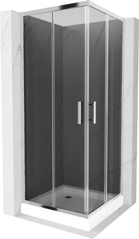 Mexen Rio cabină de duș pătrată 70 x 70 cm, grafit, crom + cadă Rio, alb - 860-070-070-01-40-4510