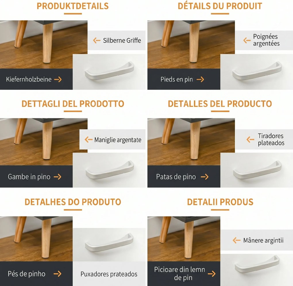 HOMCOM Pantofar Spațios cu 2 Uși Rabatabile și Raft Deschis, Design Modern, Gri și Alb | Aosom Romania