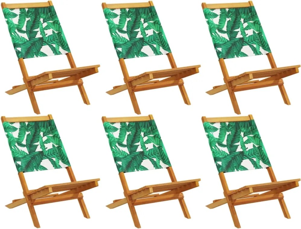 vidaXL Scaune de grădină pliabile 6 buc., textil verde/lemn masiv
