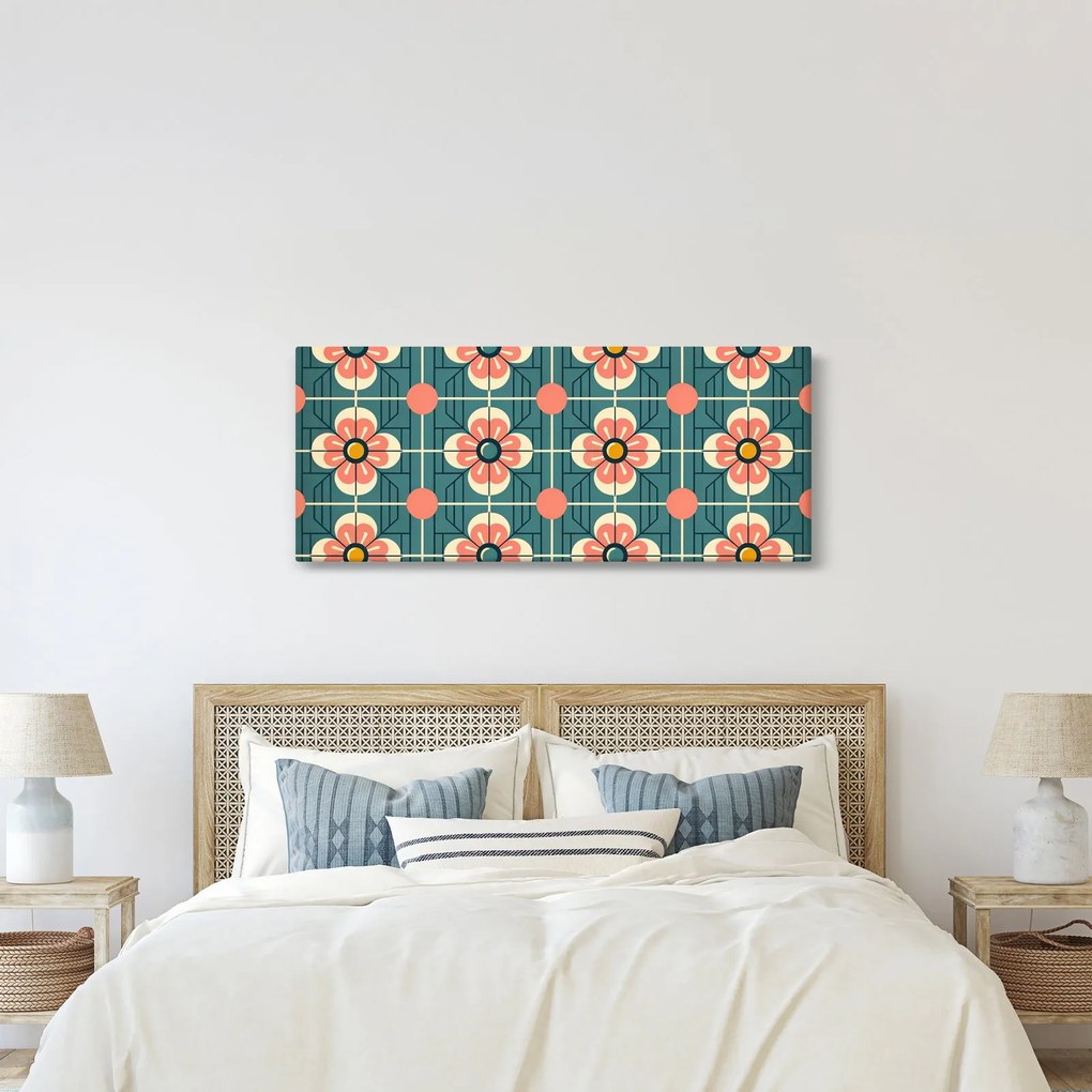 Tablou - Model retro cu flori (120x50 cm)