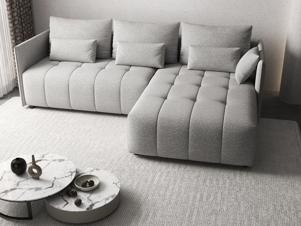 Colțar extensibil dumonde cu ladă de depozitare si sezut confortabil din spuma high-density, Malta Euphoria Dove 235x185 cm