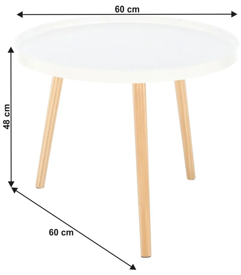 MAA605 - Masuta de cafea rotunda 60 cm, masa pentru living - Alb - Maro