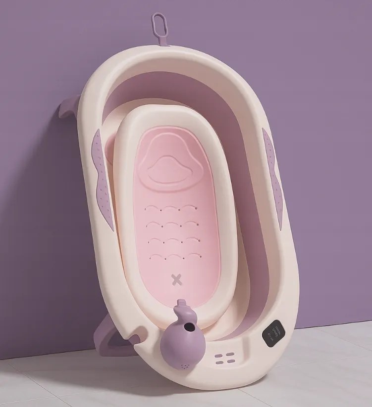 Cada de baie pliabilă pentru copii VAIANA PREMIUM cu șezlong și suport - mai multe culori Bej