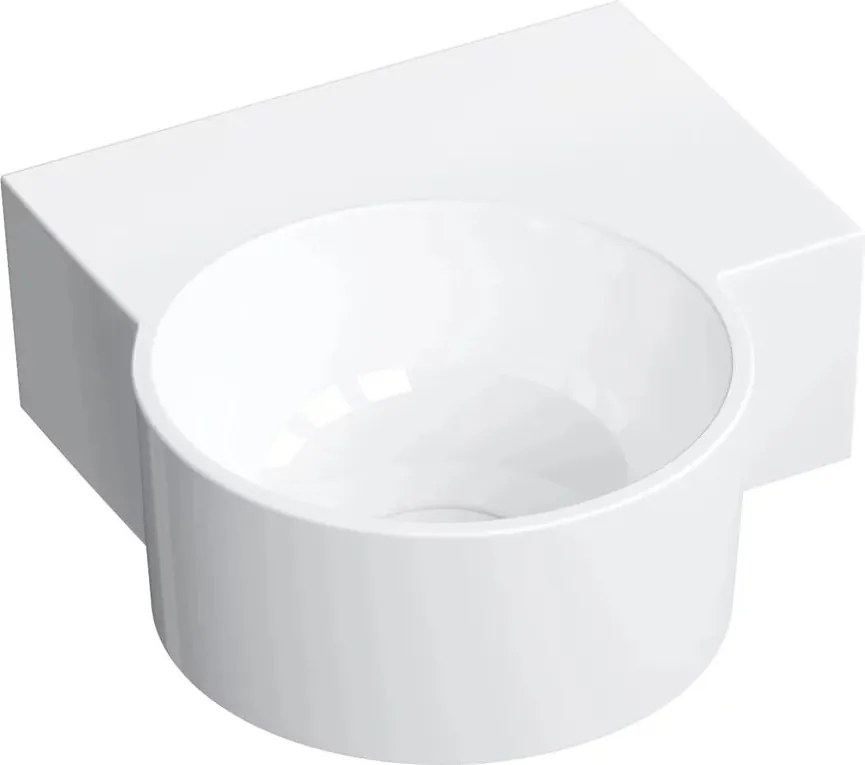 Lavoar suspendat Omnires Ovo M+ finisaj alb lucios 34 cm dreapta