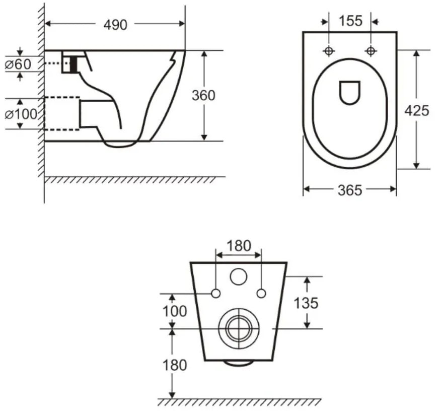 Vas wc suspendat cu functie bideu, Rotund, rimless si baterie auriu mat Foglia Oslo Baterie auriu mat