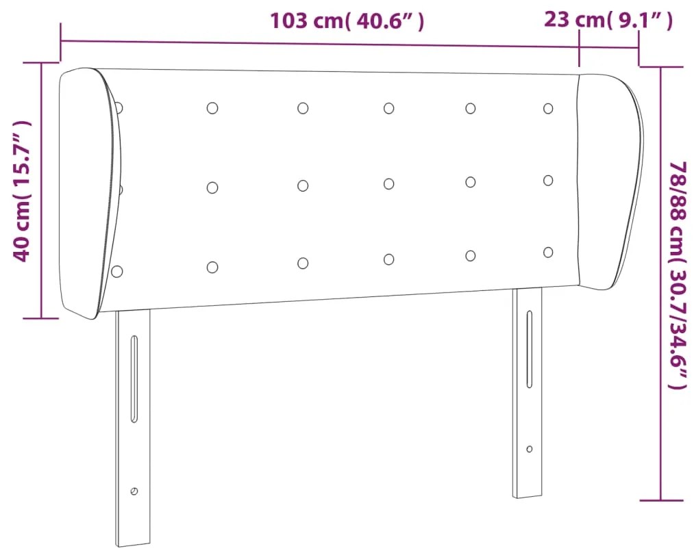 Tablie de pat cu aripioare roz 103x23x78 88 cm catifea 1, Roz, 103 x 23 x 78 88 cm