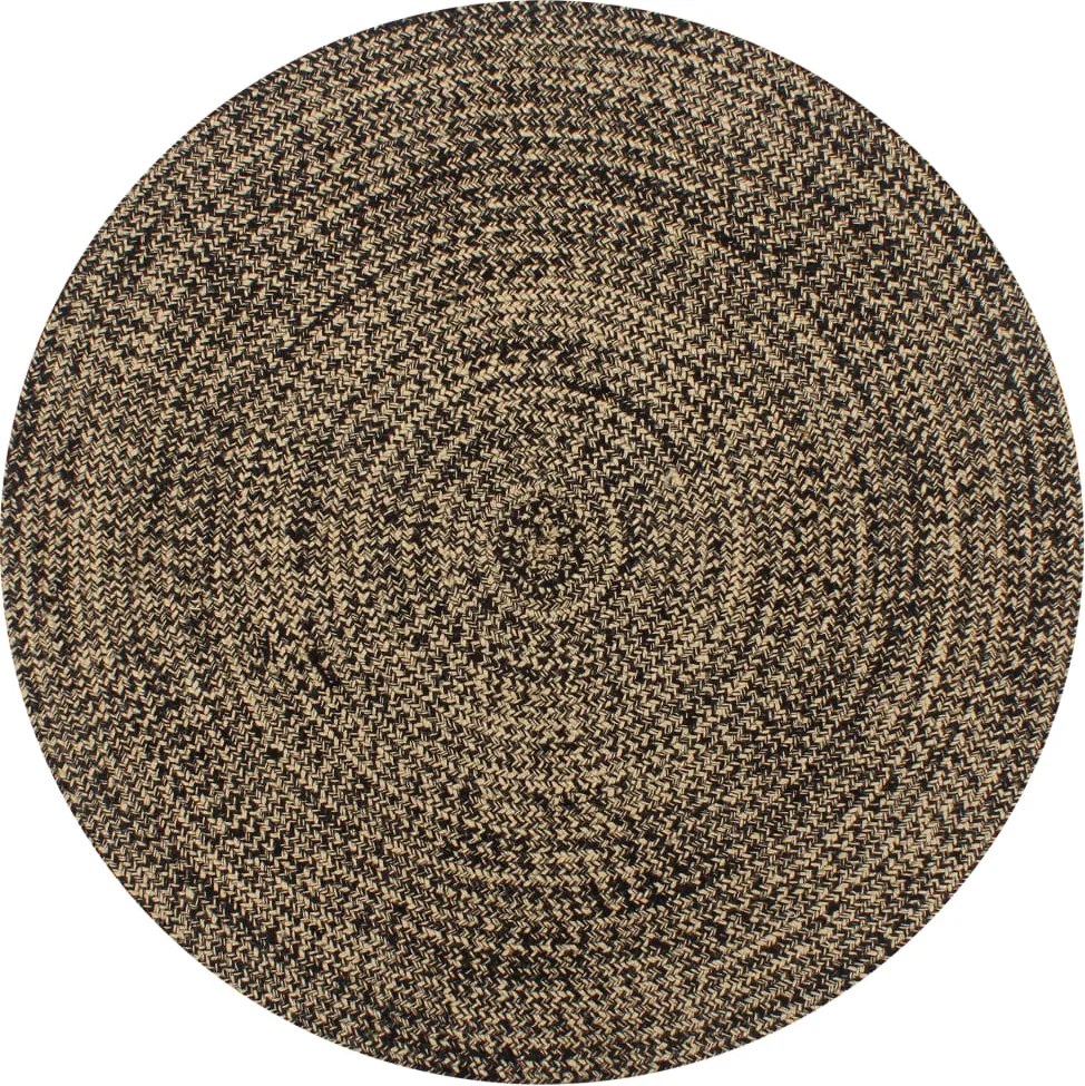 vidaXL Covor manual, negru și natural, 120 cm, iută