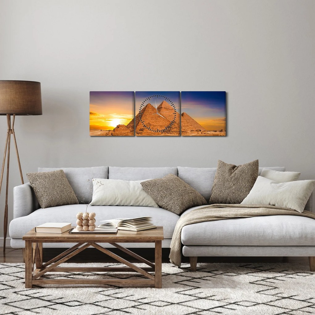 Tablou - Piremidele din Egipt (cu ceas) (90x30 cm)