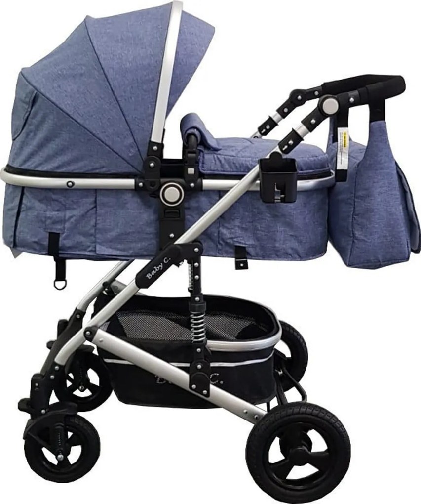 Carucior nou nascuti 3 in 1 Baby Care™ PRO 531, Cu geanta bebe, Cadru Aluminiu , Amortizoare, Roti din cauciuc plin AVE, Landou, Scoica auto, Spatar