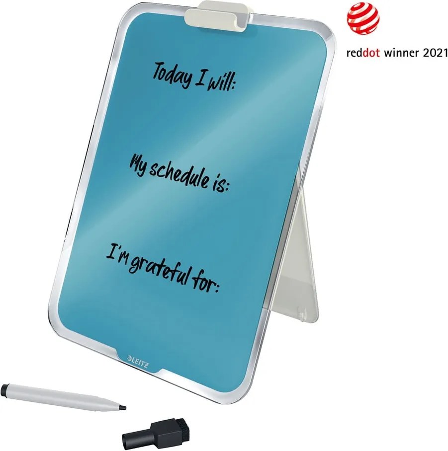 Flip-chart din sticlă pentru birou Leitz Cosy, 22 x 30 cm, albastru