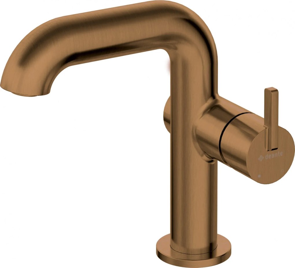Baterie pentru chiuveta bronz periat, cu pipa dreptunghiulara, Deante Silia Bronz periat