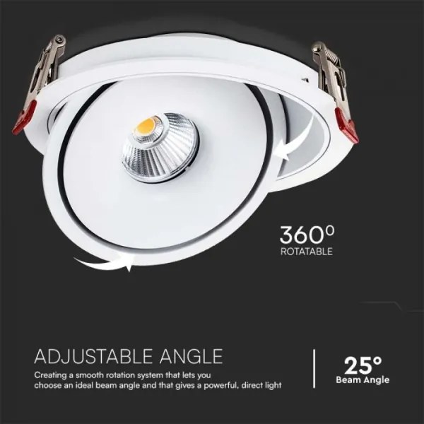LED spot încastrat 28W 230V 3000/4000/6400K Ø20 cm alb