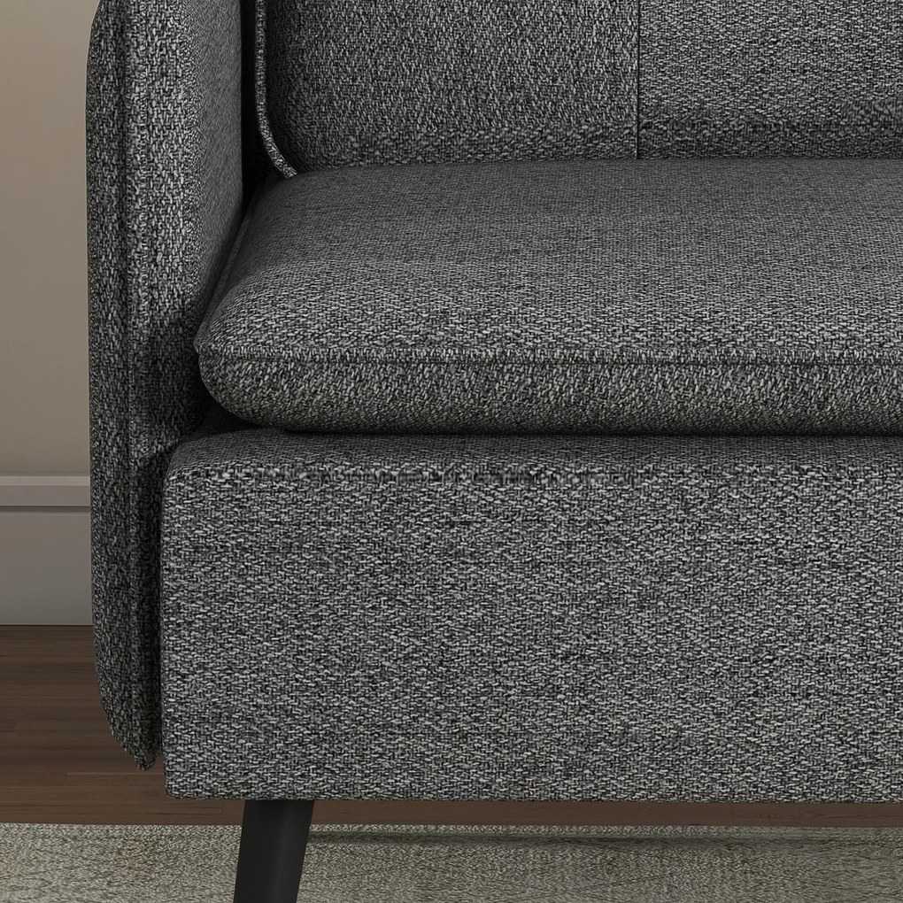 HOMCOM Fotoliu scandinav cu spătar capitonat cu trecere în material 76 x 68 x 80 cm gri și picioare din metal negru și auriu | Aosom Romania
