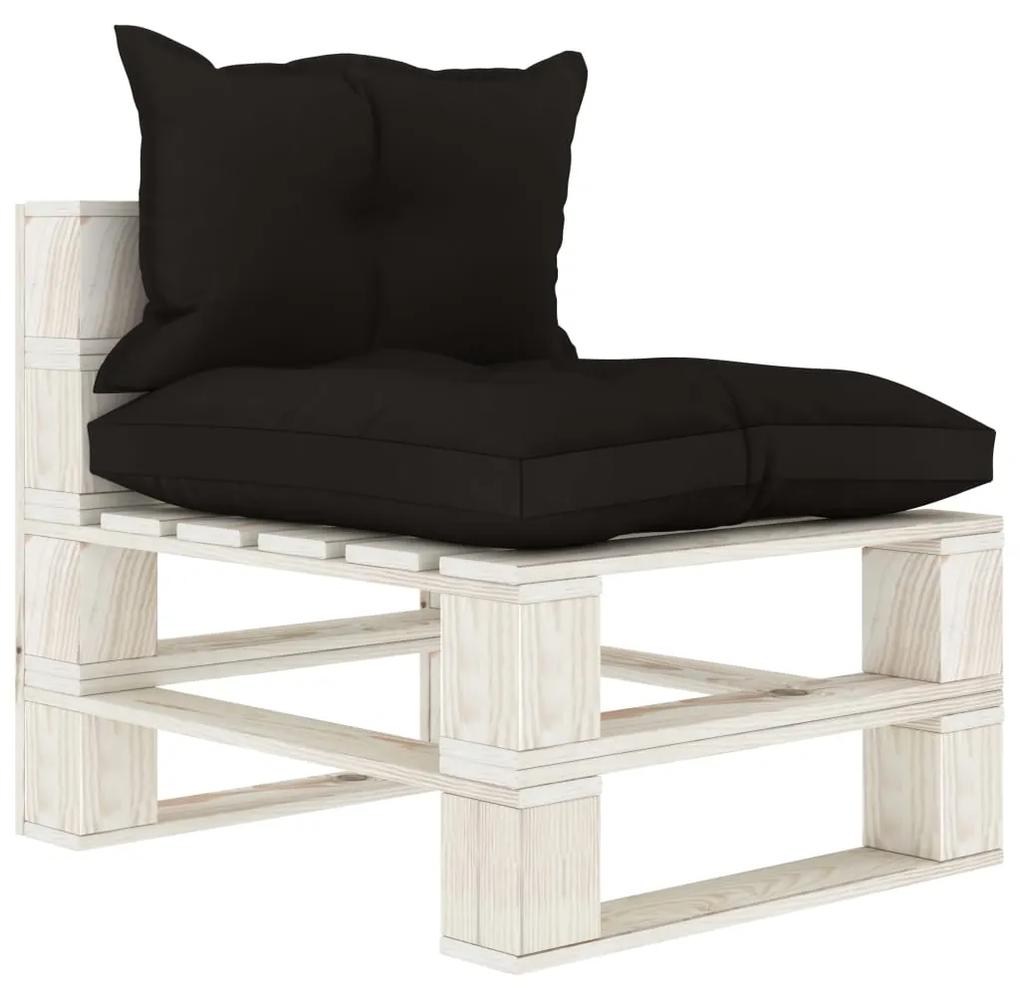 Canapea de gradina din paleti cu 3 locuri, perne negre, lemn 1, Canapea cu 3 locuri, Negru, Alb