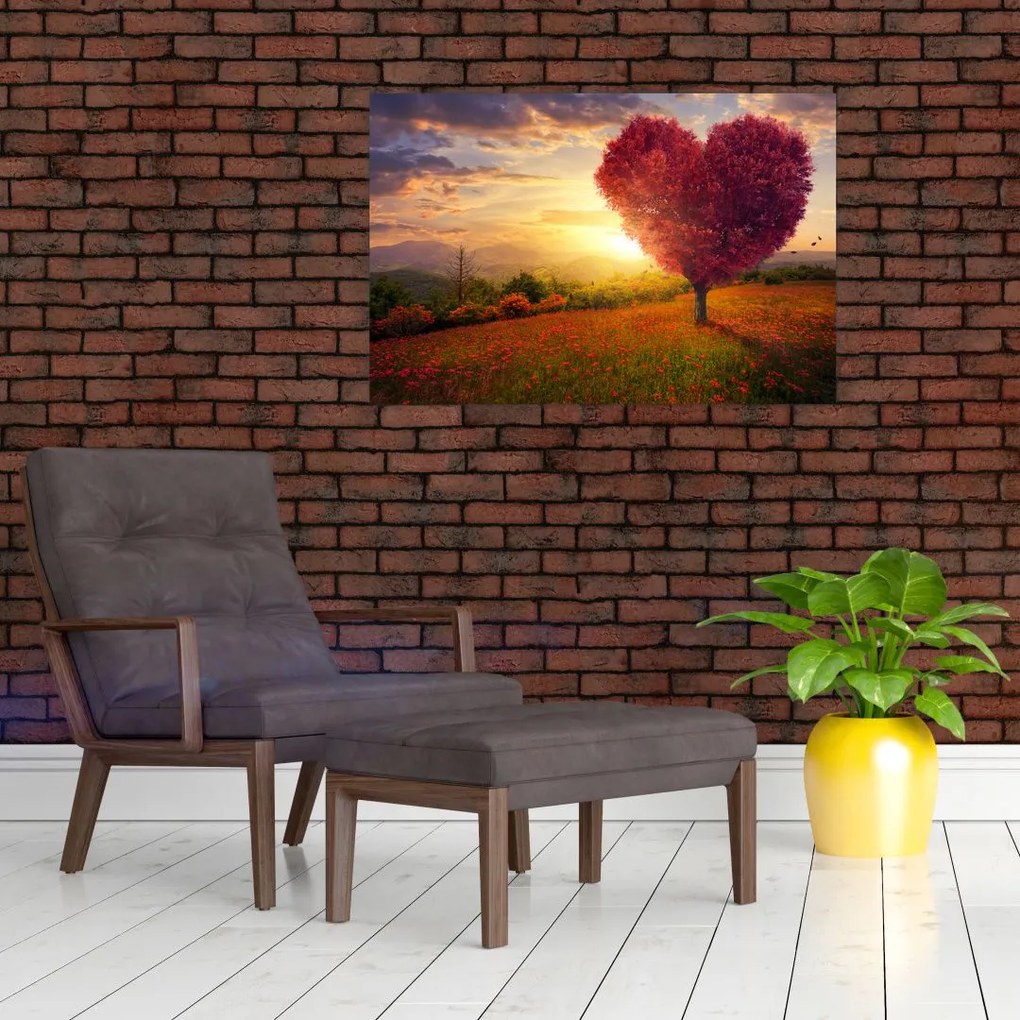 Tablou cu copaci în forma de inimă (90x60 cm)