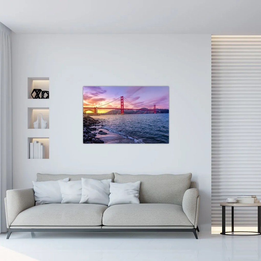 Tablou cu pod și apus de soare (90x60 cm)