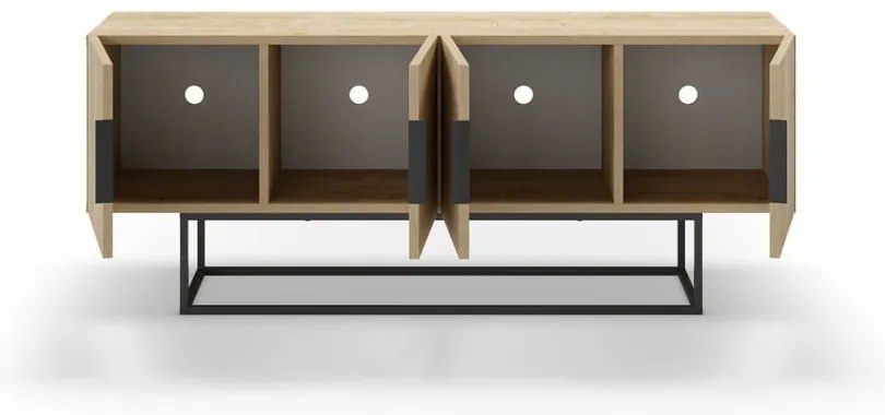 Masă TV în culoare naturală cu aspect de lemn de stejar 140x55 cm Titan – Marckeric